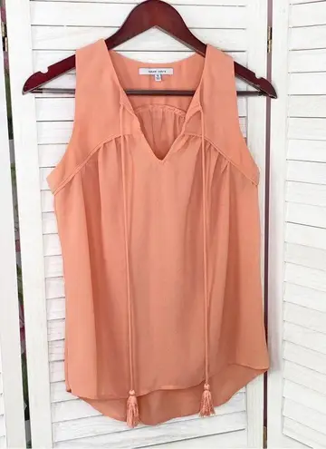 Naked Zebra  Flowy V Neck Sleeveless Blouse Peach Orange Small