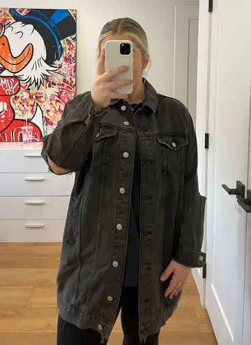 Topshop Moto Long Denim Jacket