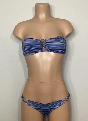 PilyQ New.  Tahiti blue and metallic teeny bikini