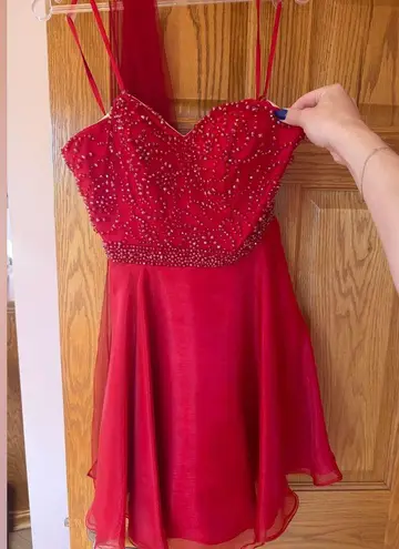 Abby Paris Elegant Red Strapless Dress