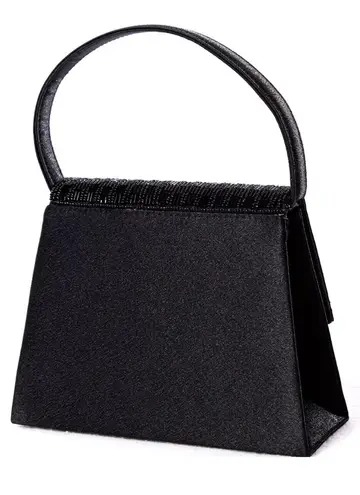 Bijoux Terner Vintage Small Black Beaded Evening Bag Purse Crossbody Clutch