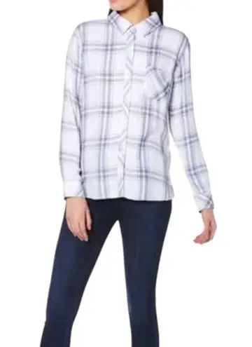 Rails Hunter White Blush Blue Patriot Plaid Button Down Flannel Shirt Size S