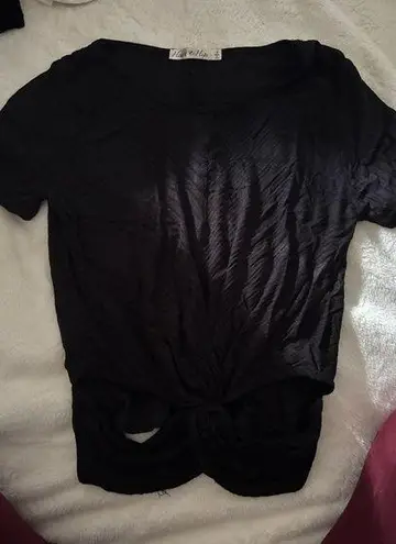 Heart & Hips Black Tie Front Short Sleeve Tee