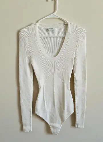 Abercrombie & Fitch Ribbed White Bodysuit  thumbnail 1
