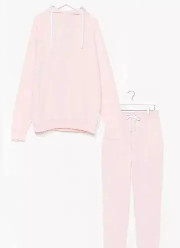 Nasty Gal EUC  No Sweat Pullover Hoodie And Sweatpants Set - Pink, Size Medium