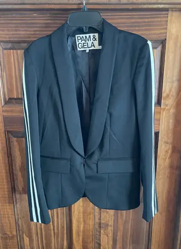 Pam & Gela Rate Wool Blazer with racing striped sleeves size 8