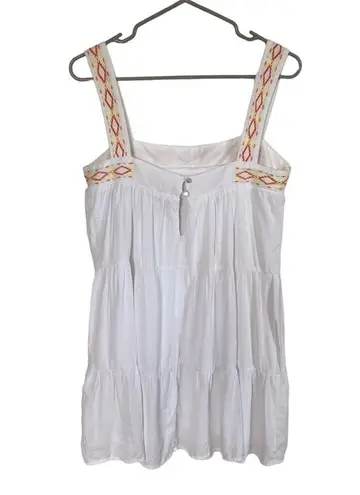 Blue Rain women's medium fully lined white tribal embroidered flowy summer dress