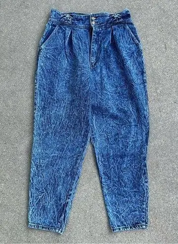 Vintage 80s Palmettos high rise acid Wash bow detail pleated baggies jeans Size 32