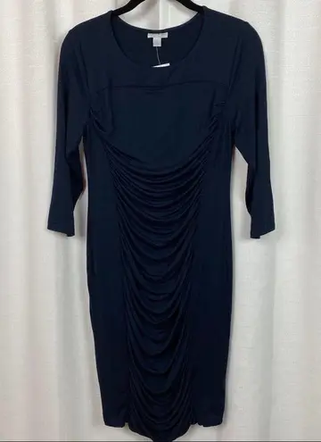 A pea in the pod  Navy Blue Ruched Body Con Maternity Dress Sz.M NWT