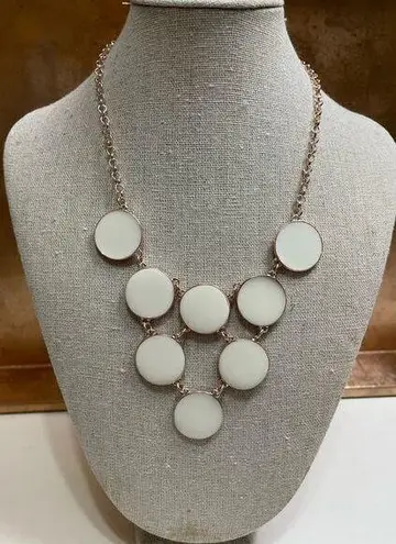 NWT Bay Studio Gold Tone Metal & White Dot Enamel Choker Style Necklace