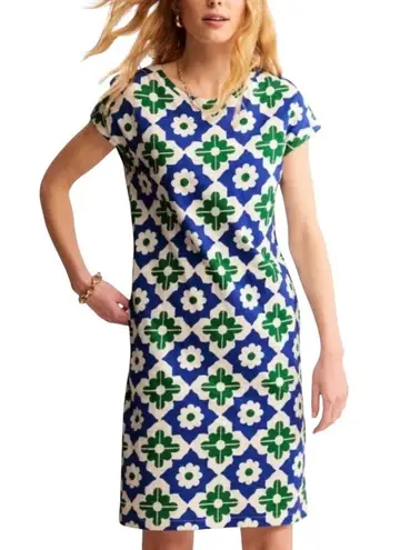 Boden Leah Green and Blue Geometric Pattern Jersey T