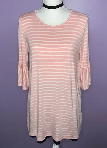 Reborn J Boutique Pink and White Bell Sleeve Top