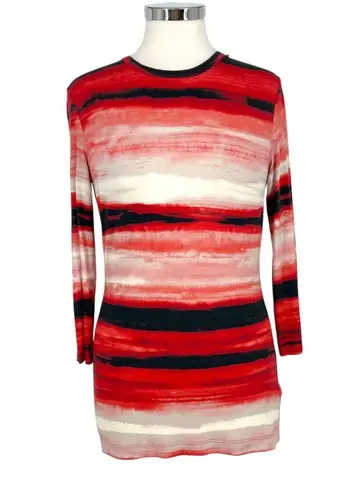 St. John Nordstrom Brush Striped Long Sleeve Top Red White Black Size Small