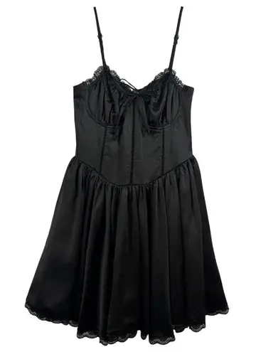 Whimsigoth Sexy Black Mini Dress Lace Corset Party Dress Sz M Witchy Fairy Goth Size M