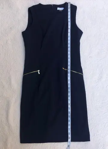 Calvin Klein Navy Blue Sheath Sleeveless Round Neck Business Casual Dress