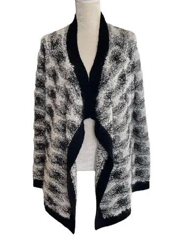 Lou & grey  Women’s Snowbound Open Front Mohair Cardigan Size M Black White