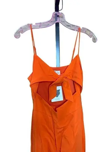 LITA by Ciara Tie Front Jumpsuit Cherry Tomasto Size XS Wide Leg Orange