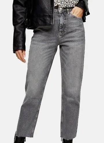 Topshop Gray Cropped Straight Leg Jeans