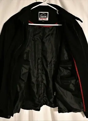 Alpine Swiss Mens Large Wool Blend Black Open Bottom Jacket JD Bomber Zipper Coat