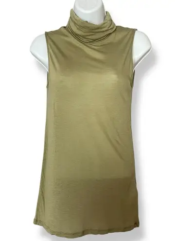 COS Tank Top Sleeveless Roll Neck Jersey Top Turtleneck Olive Green Lyocell Wool
