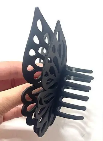 NEW LARGE Matte Boho Double Layer Cut out Butterfly Hair Claw Clip Black