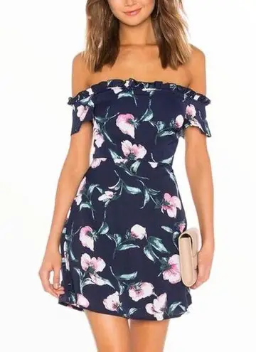 About Us Dulipa Dress in Navy Floral Off Shoulder Mini Dress size Small Revolve