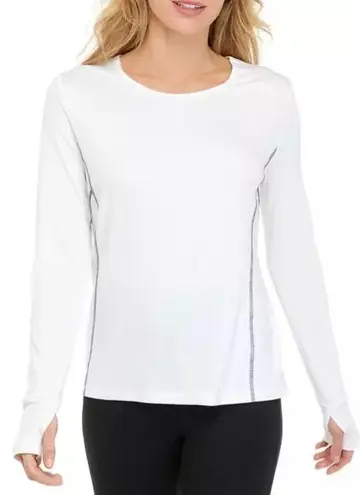 Zelos Seamed Long Sleeve Shirt-Small-White-Activewear-Thumb Hole-Contrast Stitch
