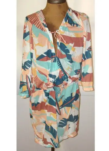 prAna New Womens NWT S Keoki Tunic Dress Aqua Blue Swim Cover up White Yellow Re