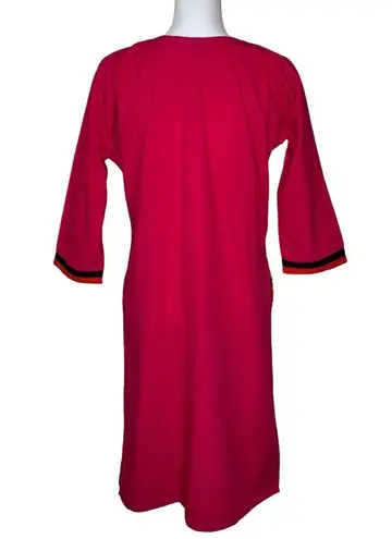 Indian Pink Cotton Multicolor Embroidered Dancers Geometric Sequins Tunic Top Size L