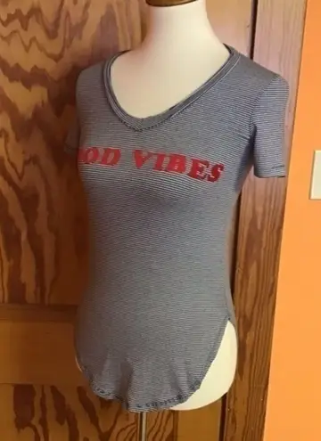 Well Worn  good vibes striped t shirt