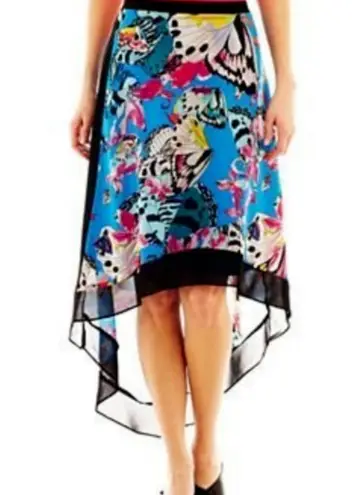 Blue Butterfly Print Sheee Overlay Skirt Size undefined
