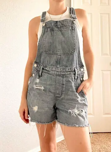 Madewell  Distressed Jean Overall Shorts