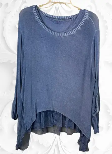 Scandal Italy Layered Two Piece Top Set One Size Blue Size L