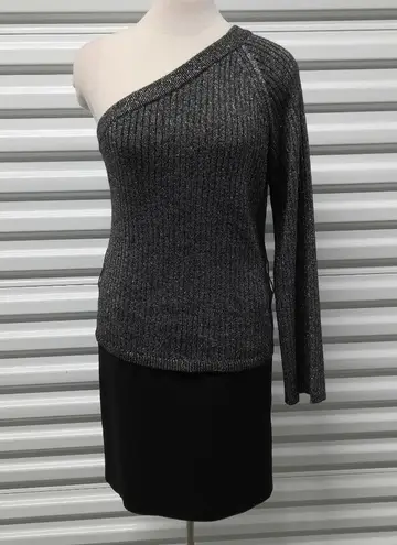 Eleven Six Nova Sweater Womens Medium Silver Alpaca Wool One Shoulder Top