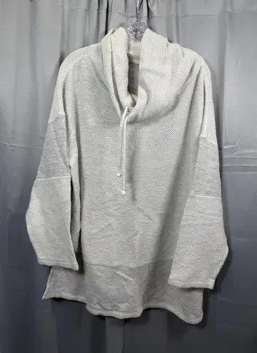 Soft Surroundings Sweater Womens 2XL Light Gray Cowl Neck Drawstring Pullover