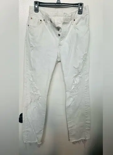 Levi's  Jeans Women's 28x30 OffWhite 501 Straight High Rise Button Fly Distressed