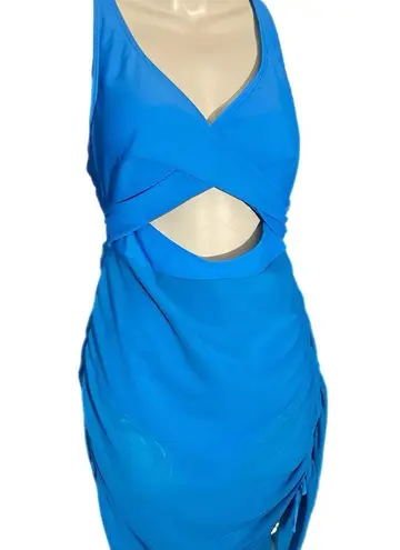 NWT B2prity Blue Women’s Mesh OnePiece Swimdress Tummy Control VNeck swimSuit Size L
