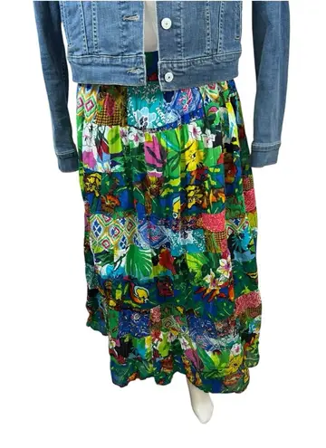 BATER & WELL Patchwork Skirt Boho Whimsical Fairycore Hippie Festival Gypsy L Green Size L