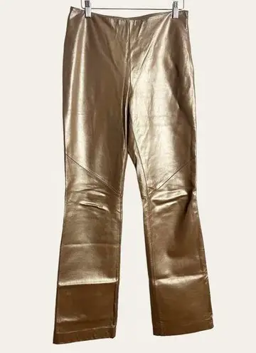 Ralph Lauren Ralph  Vintage Metallic Bronze Leather High Rise Flare Pants 6