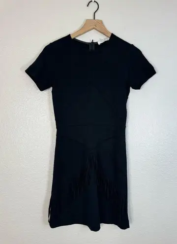 Sandro Paris Ralene Wool Black Fringe Mini Dress size 1 US Small