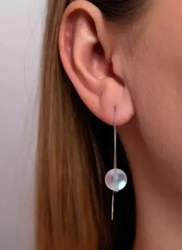 Nogu Mermaid Glass Chain Drop Threader Earrings