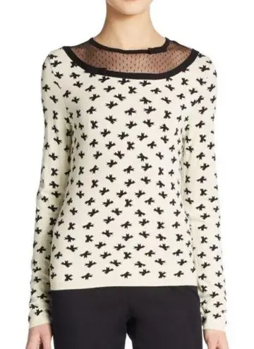 Red Valentino Sweater Size XL Bow Black Lace Trim