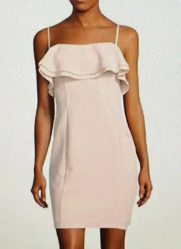 Karl Lagerfeld Paris Blush Pink Bodycon Ruffle Spaghetti Straps Dress, size 2