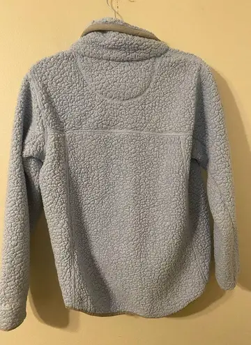 Lauren James Womens  Preptec Baby Blue Gray Sherpa Fleece Pullover Size Small