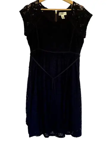 Motherhood navy blue lace dress midi women's size M nylon summer lightweight