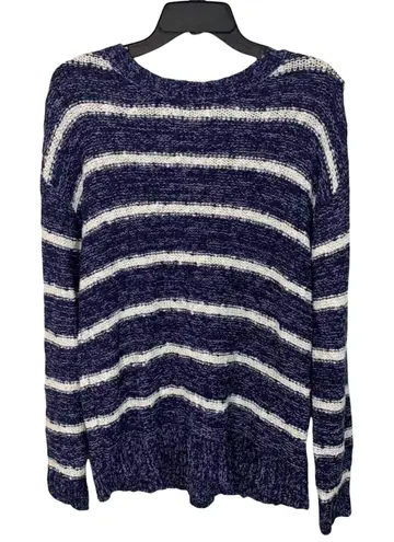 C.A.S.L.O.N Navy White Crafter Stripe Crochet Knit Sweater Size Small NEW $60 Blue
