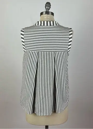 Milly  Grey Stripe Sleeveless Button Down Shirt