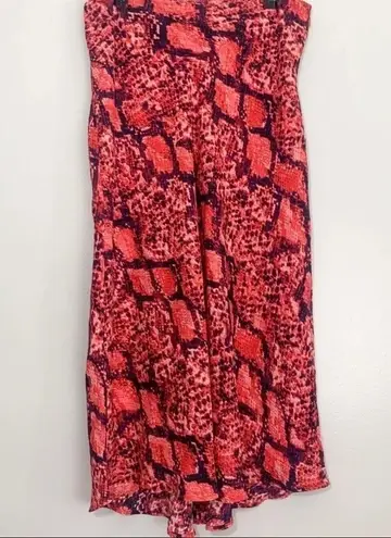 Gibson Roselyn Red Snakeskin Maxi Skirt Ruffle NWT