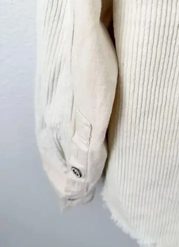 THREAD & SUPPLY | Ivory Ecru Corduroy Shacket Shirt Jacket Button Raw | Small