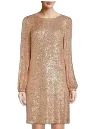 Preston & York New A-line Party Dress Gold Sequin Long Sleeves Women’s Size 18